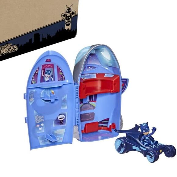 PJ Masks 2-in-1 HQ Playset with Catboy Action Figure and Cat Car Vehicle NWT - Picture 2 of 6